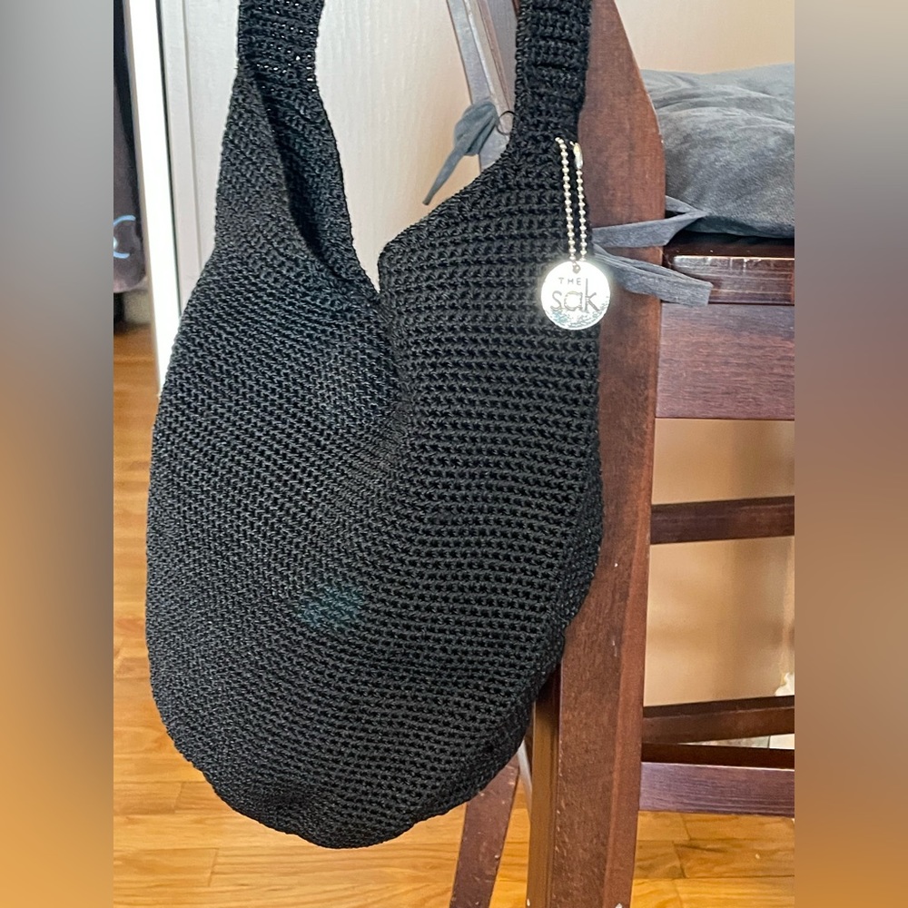 The Sak black crochet shoulder bag